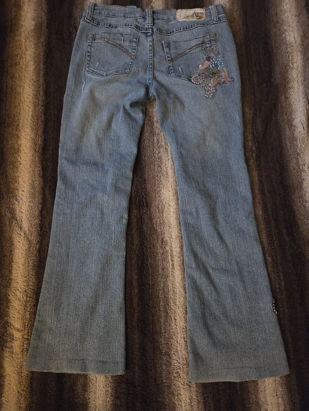 Y2K VINTAGE Flare Embroidered Low Rise Jeans Size 11 - Picture 10 of 11